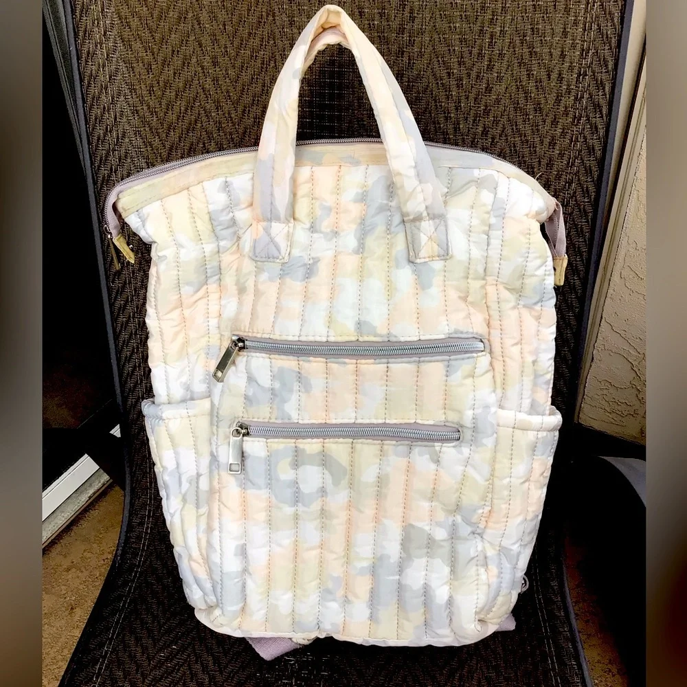 Peach/Gray Camo Quilted SELMA Backpack